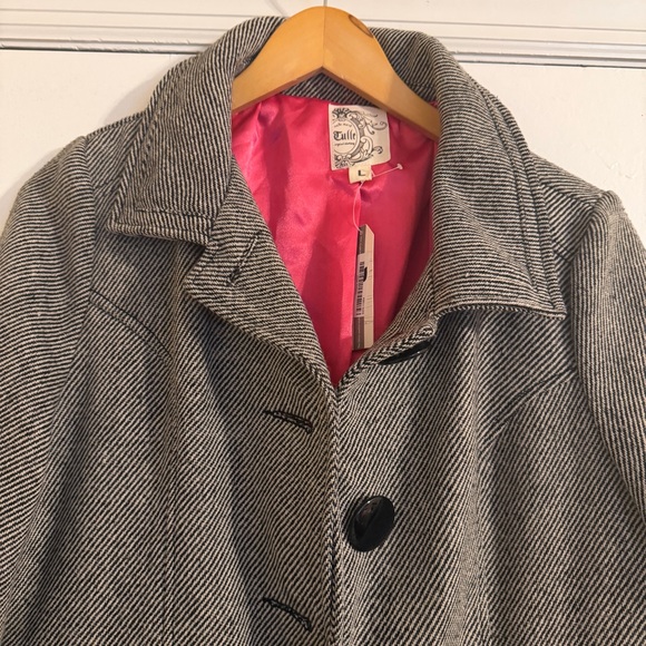 NWT Anthropologie Tulle herringbone Jacket Pink lined women L - Picture 4 of 9